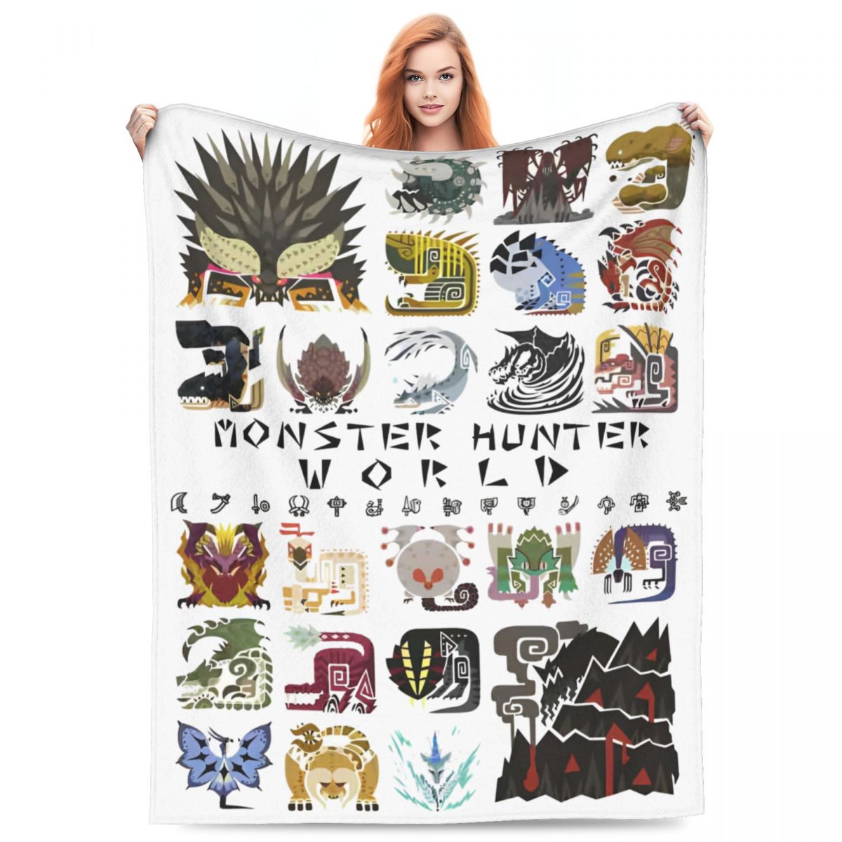 Outdoor Camping Games For Adults - Game Monster Hunter Flannel Blankets Cartoon
