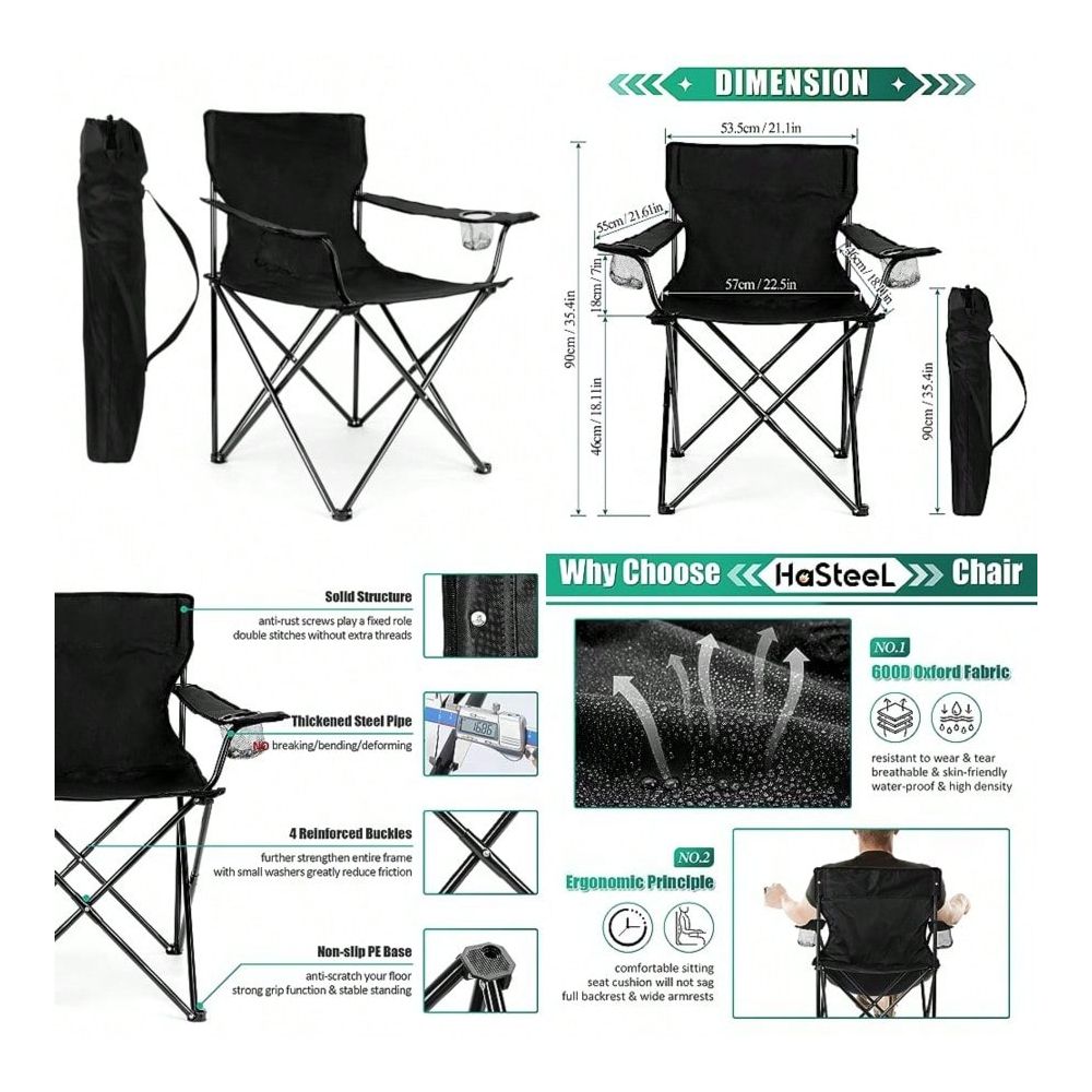 Outdoor Oversized Camping Chair - Chair, Oversized Folding Lawn Chair For