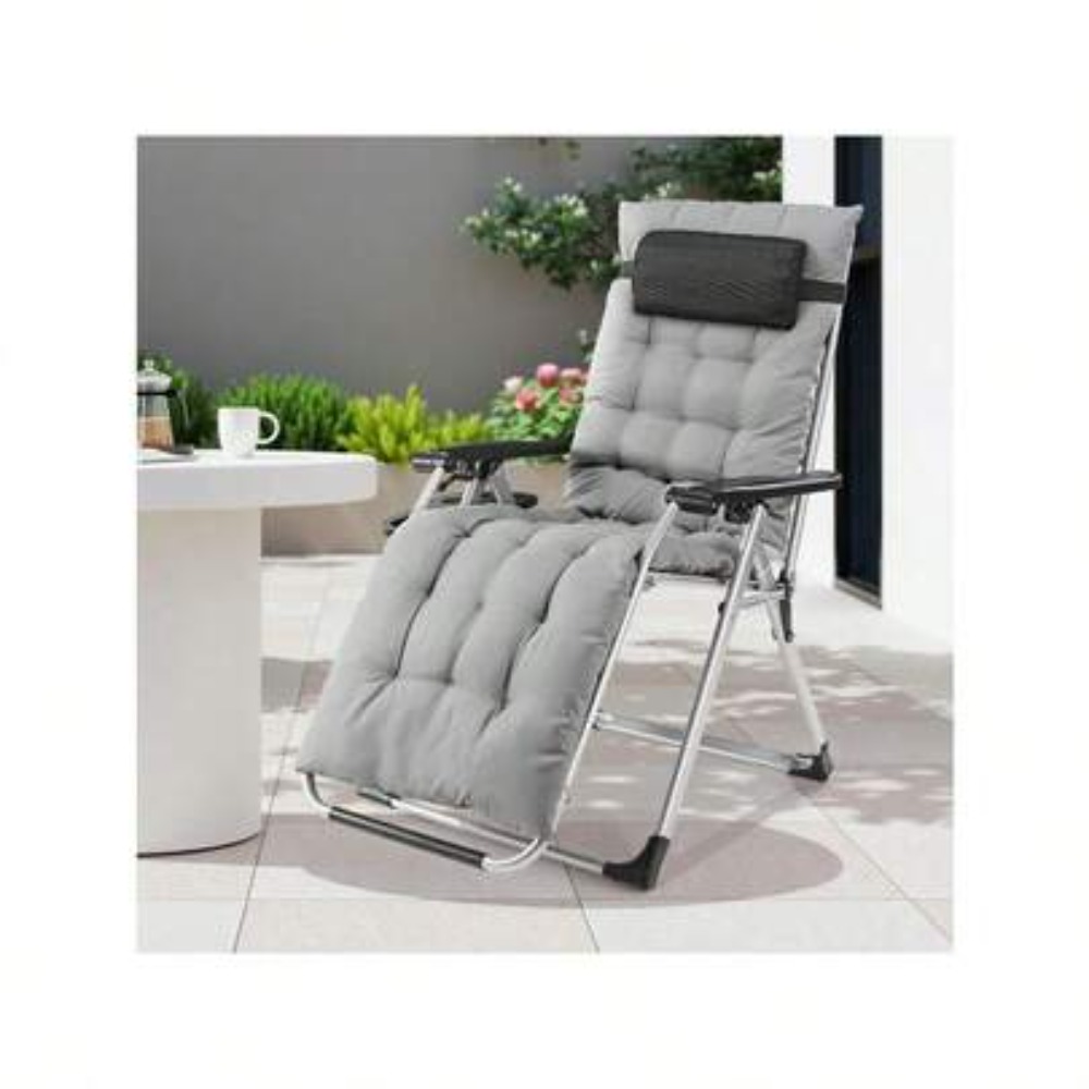 Outdoor Oversized Camping Chair - Folding Zero Gravity Chair with Cup