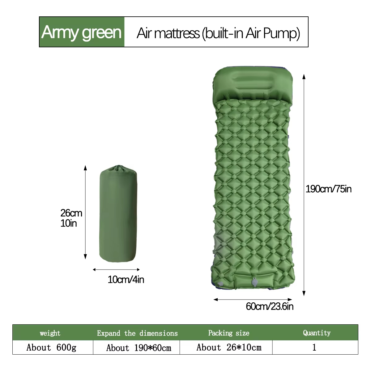 190*60cm Outdoor Camping Infla - Outdoor Camp 评论和价格