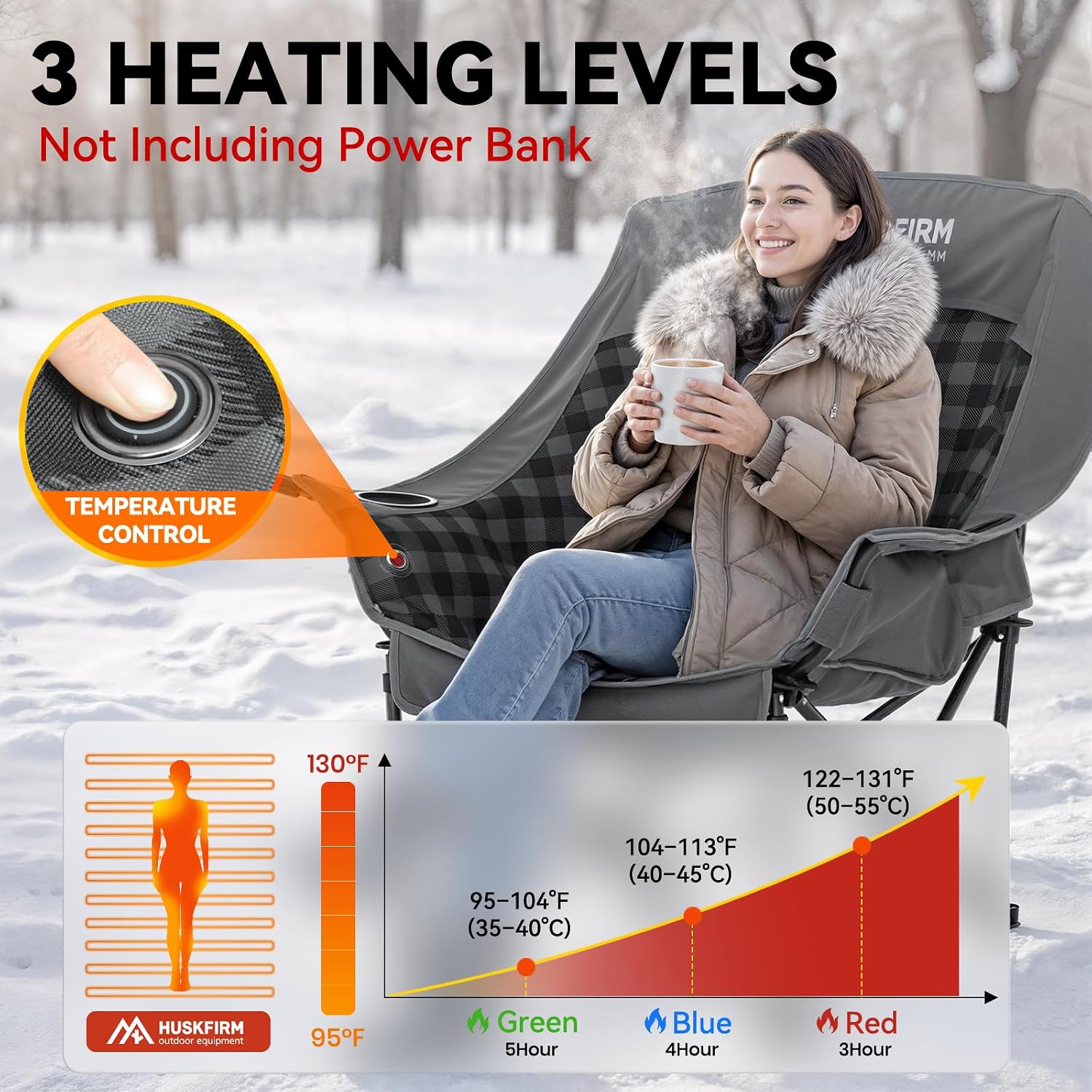 Extra-Large Heated Camp Chair  - Outdoor Oversized Camping Chair 评论和价格