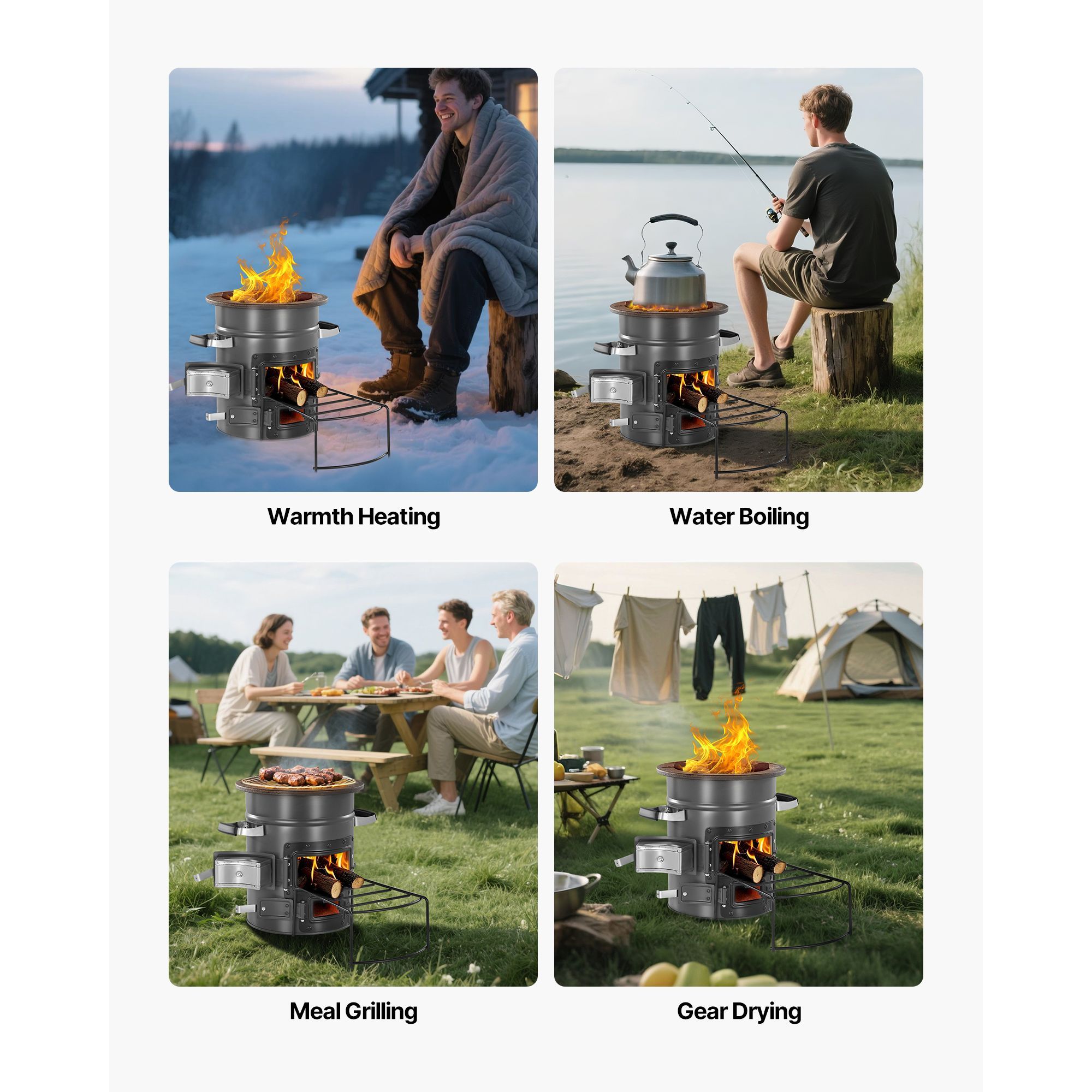 Camping Rocket Stove, Wood Bur - Outdoor Camping Wood Burning Stove 评论和价格