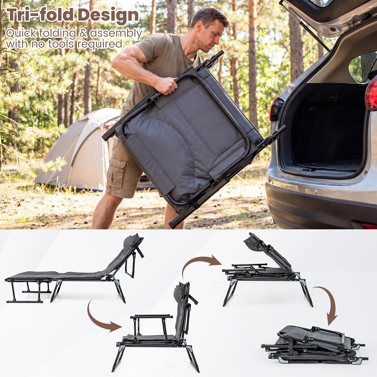 Folding Patio Lounge Chair Set - Outdoor Camping Chairs Folding 评论和价格