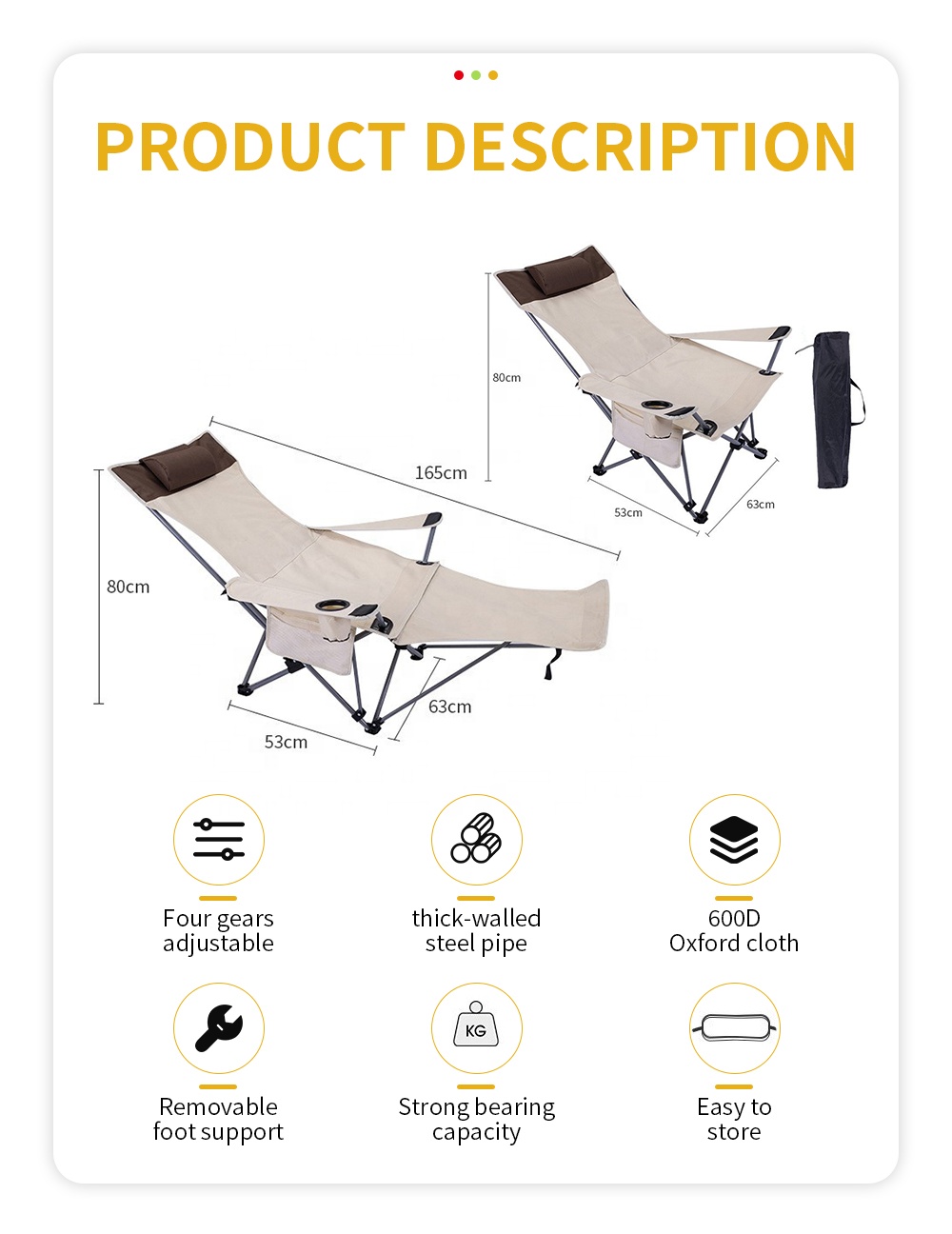 Portable Folding Reclining Cha - Outdoor Camping Set 评论和价格