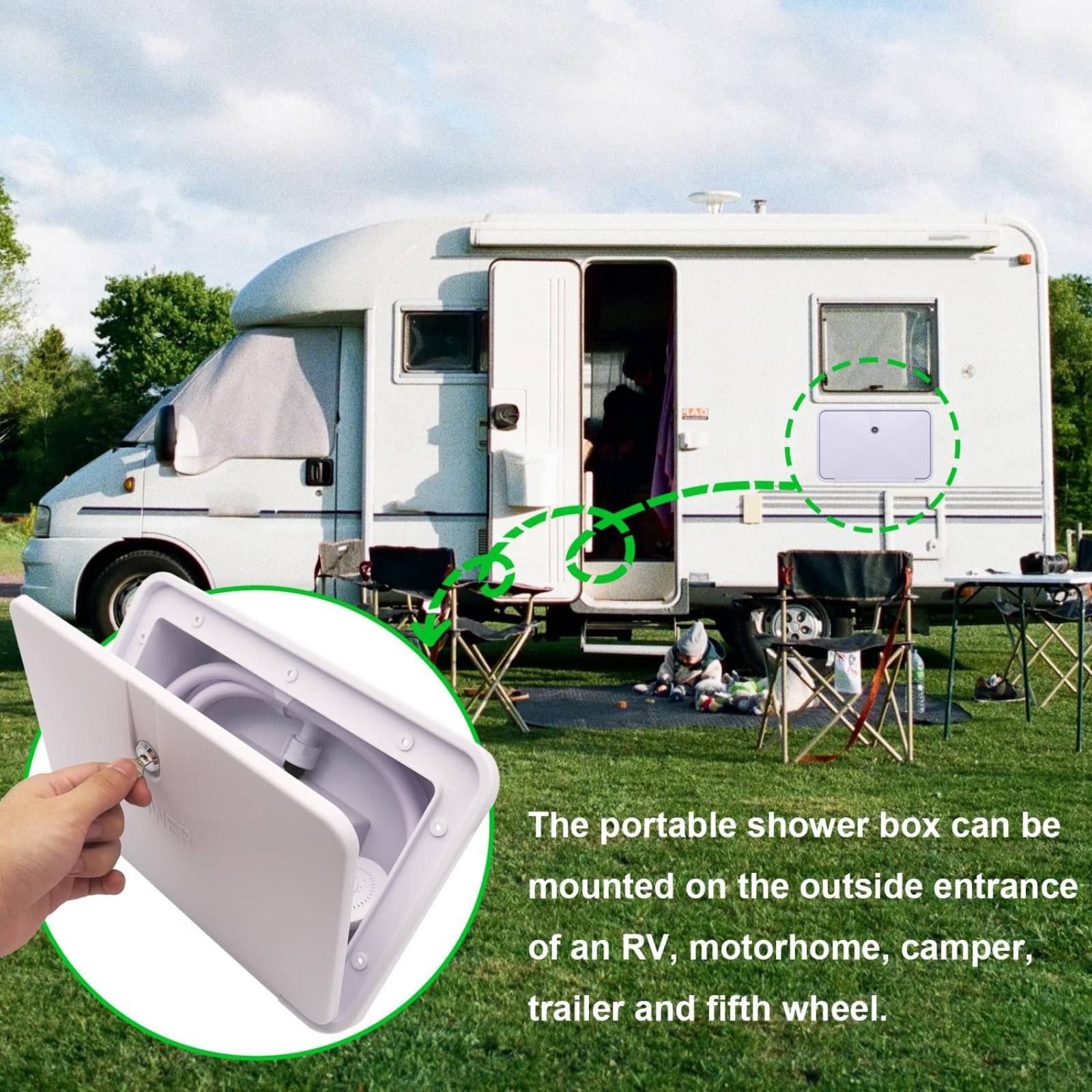 RV Exterior Shower Box Compact - Outdoor Camping Gear 评论和价格