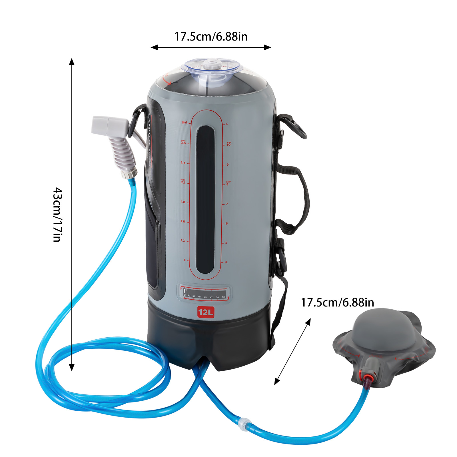 12L Camping Shower Solar Showe - Portable Camping Shower 评论和价格