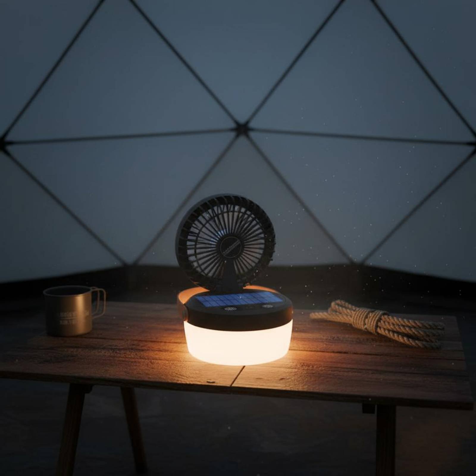 Solar Camping Fan Lantern Fold - Outdoor Camping Gear 评论和价格