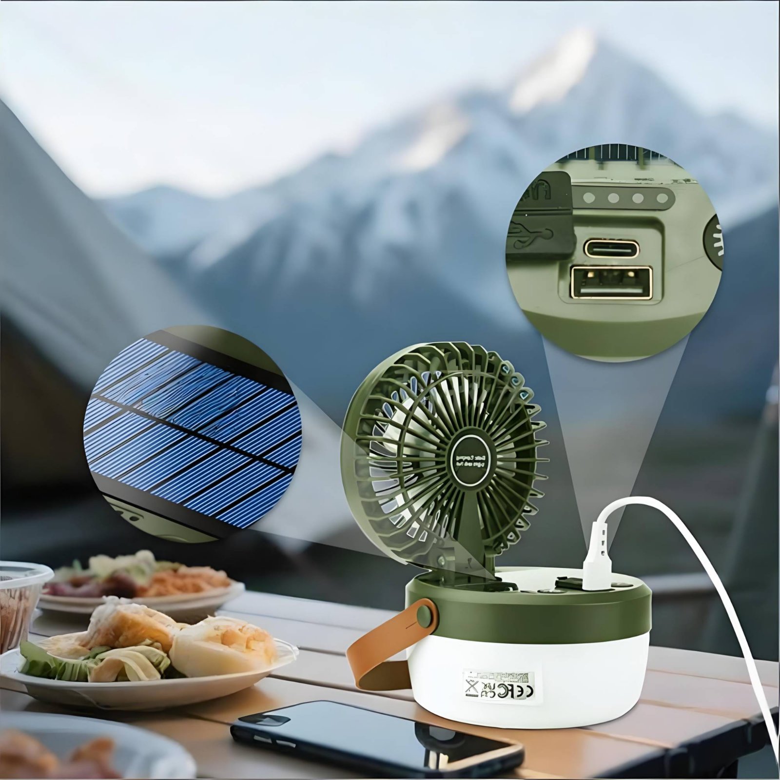 Solar Camping Fan Lantern Fold - Outdoor Camping Gear 评论和价格