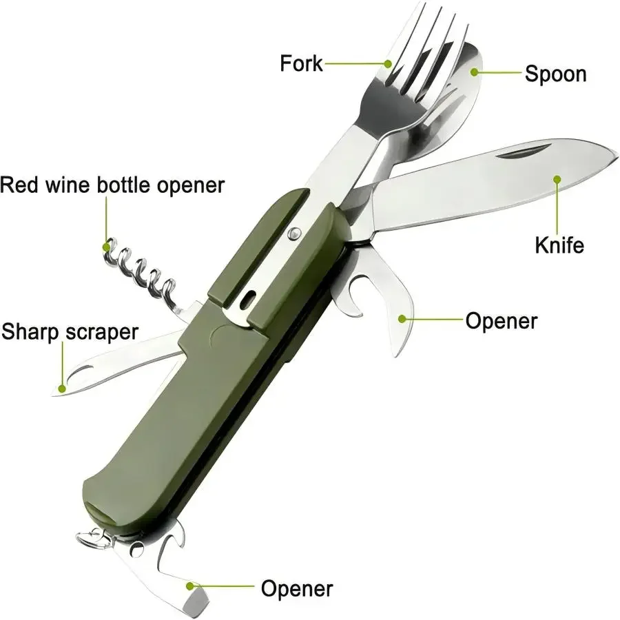 Camping Gear 5-in-1 Stainless  - Outdoor Camping Utensils 评论和价格