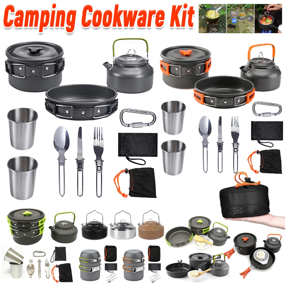 Camping Cookware Kit Kettle Po - Outdoor Camping Utensils 评论和价格