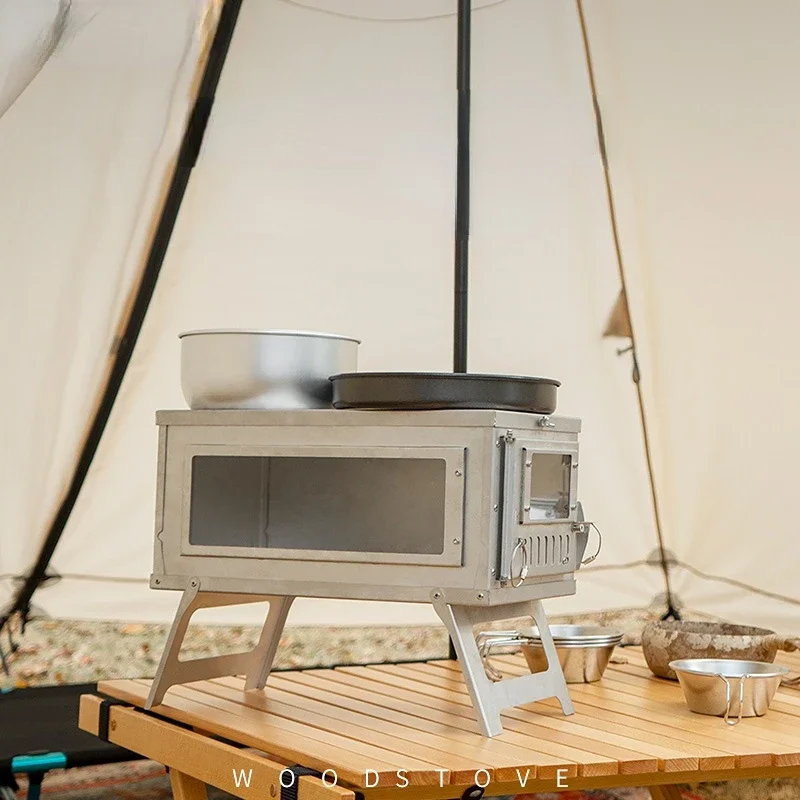 Camping Tent Stove with Chimne - Outdoor Camping Wood Burning Stove 评论和价格
