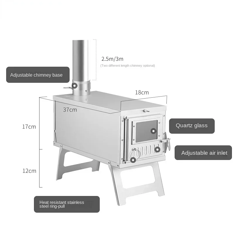 Camping Tent Stove with Chimne - Outdoor Camping Wood Burning Stove 评论和价格